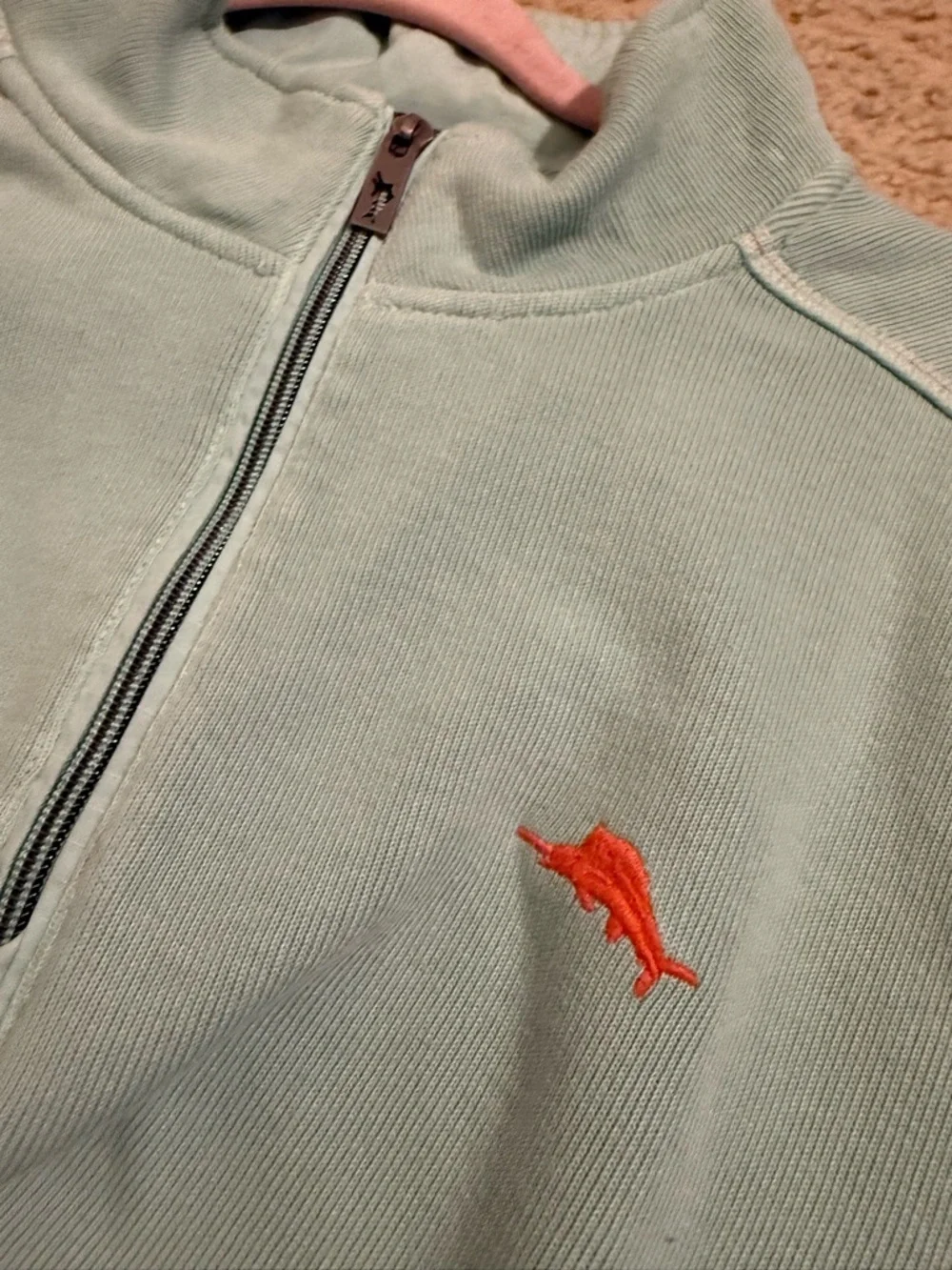 Tommy Bahama 1/4 Zip Pullover Sweatshirt Mint Green Men’s Large Cotton Mock Neck